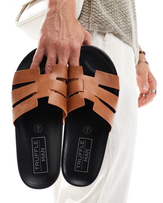 Truffle Collection White Minimal Strap Sandals for men