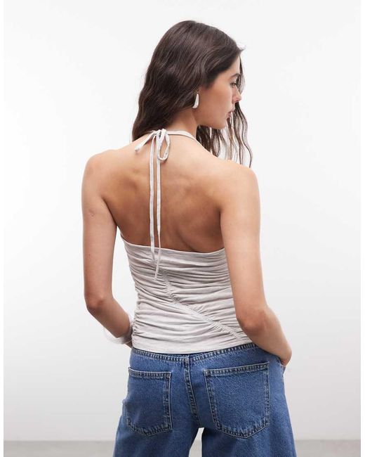 Monki White Fitted Asymmetric Festival Top