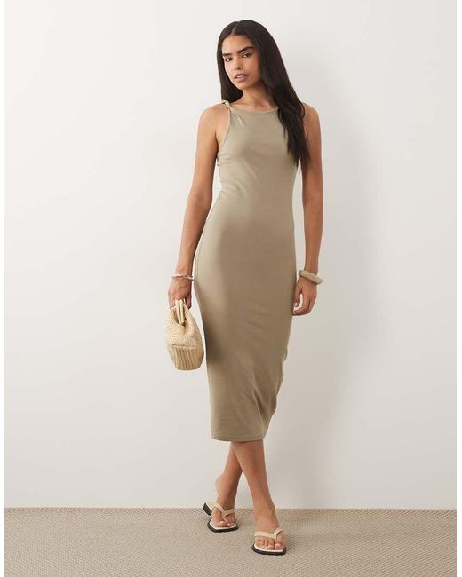 Mango Natural Twist Strap Jersey Midi Dress
