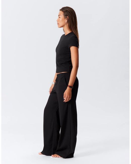 Weekday Black Kelly Elasticated Waist Wide Leg Trousers