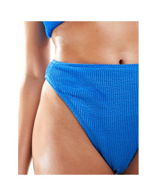 4th & Reckless Blue Capri High Waist Full Coverage Crinkle Bikini Bottom