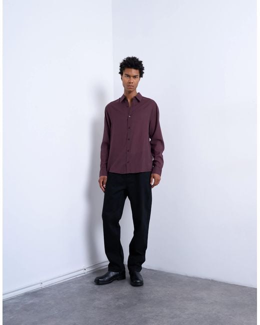 Topman Purple Regular Fit Texture Sheer Shirt for men