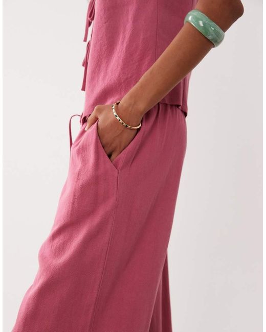 Miss Selfridge Red Linen Look Pull On Trouser