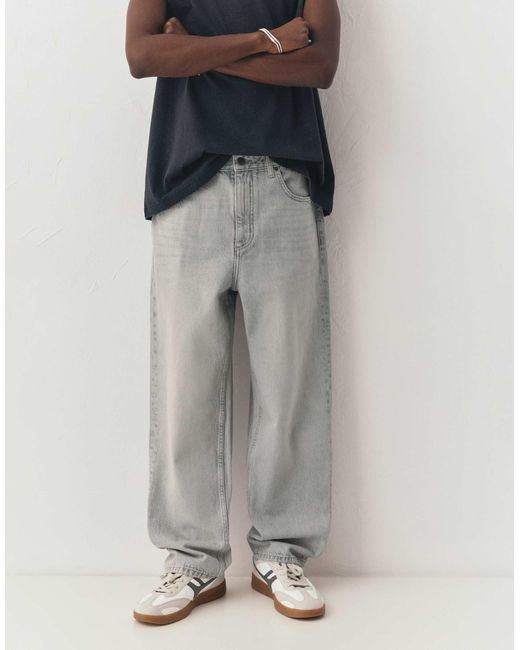 Pull&Bear – weite jeans in Gray für Herren