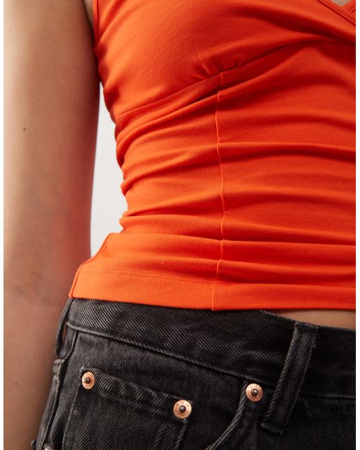 Weekday Orange V Neck Cami Top