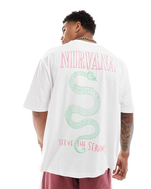 T-shirt unisexe oversize à imprimés nirvana sous licence ASOS en coloris White
