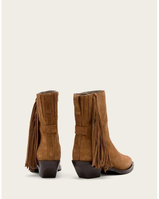 AllSaints Brown Bazely Suede Fringe Ankle Boot