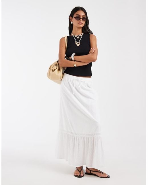 Vero Moda White Dobby Texture Boho Maxi Skirt