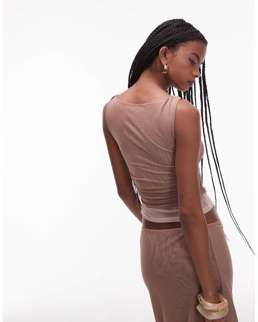 ASOS Brown 90's Mesh Double Layer Twist Top