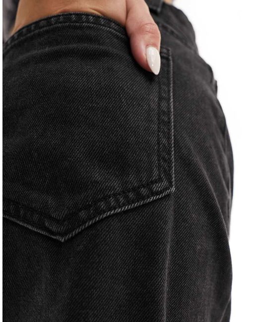 ONLY Black Denim Midi Skirt With Front Split