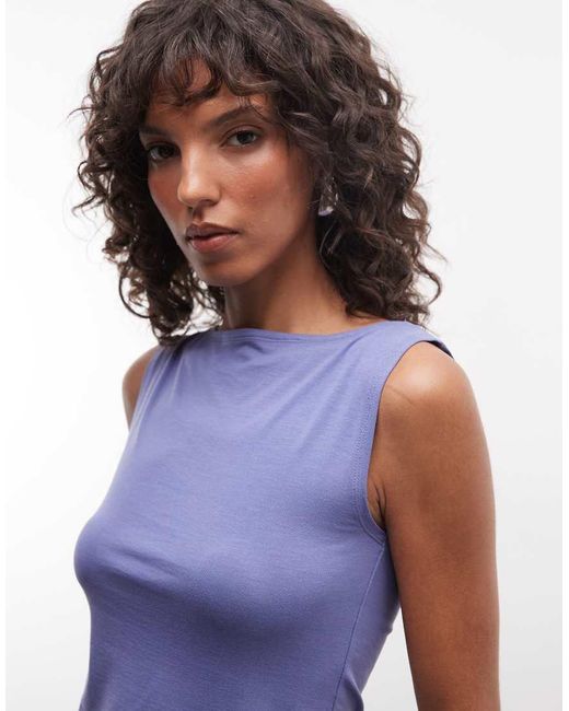 Weekday Purple Annie Super Soft Boat Neck Tank Top