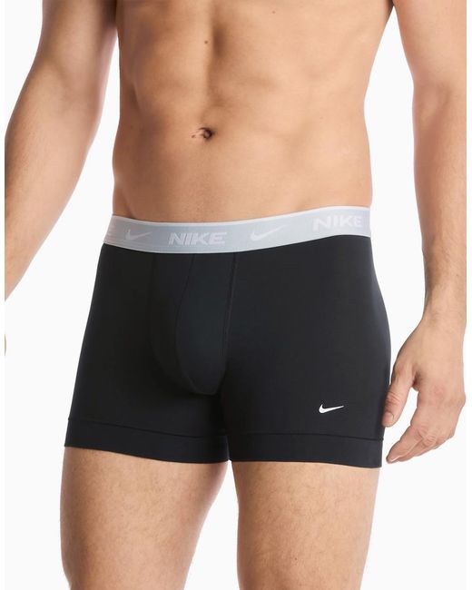 Nike Black Essential Cotton 3 Pack Trunks for men