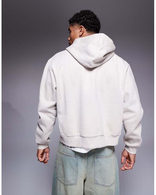Sudadera Beis De Corte Cuadrado Extragrande Con Capucha Y Cremallera De Tejido Grueso De 400 G/M² Premium De -Neutro ASOS de hombre de color Gray