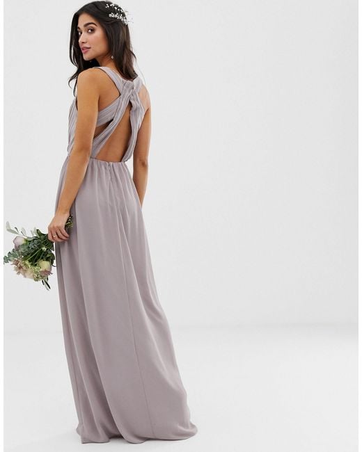 tfnc bridesmaid exclusive pleated maxi dress in grey