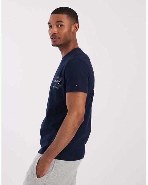 Tommy Hilfiger Blue Flag Logo Back Print T-shirt for men