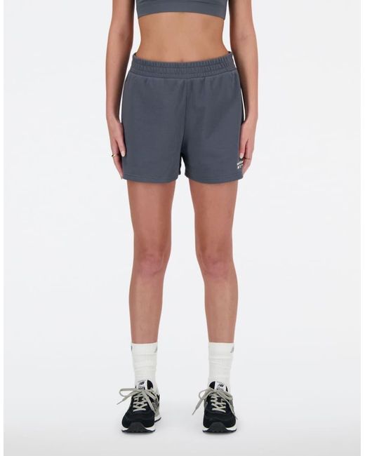 New Balance Blue Linear Heritage French Terry Short