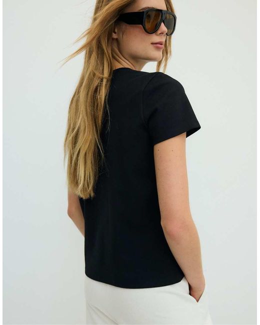 Stradivarius Black Basic Regular Soft-touch T-shirt