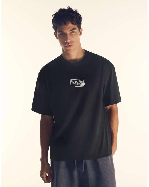 Bershka Blue Relaxed Fit Adrian Mills Car Graphic T-Shirt for men