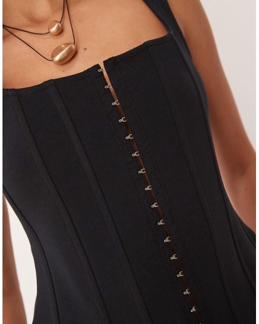 ASOS Black Corset Top With Eyelet Front