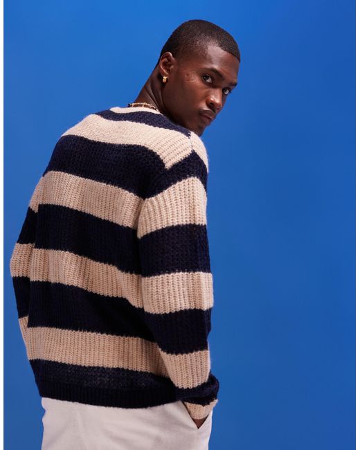 ASOS Blue Oversized Knit Sweater for men