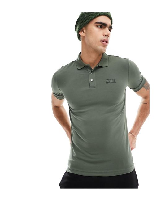 Emporio armani - polo en jersey avec logo - kaki EA7 pour homme en coloris Green