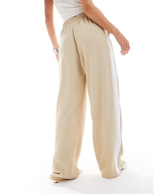 River Island White Wide Leg jogger Trouser With Side Stripe