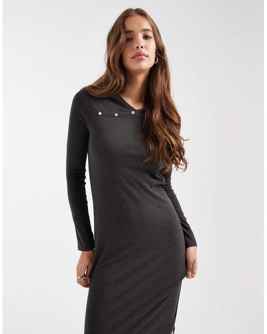 Mango Black Teen Knit Maxi Dress With Wrap Detail