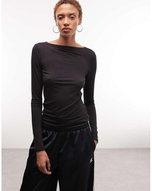 Weekday Black Open Back Long Sleeve Top