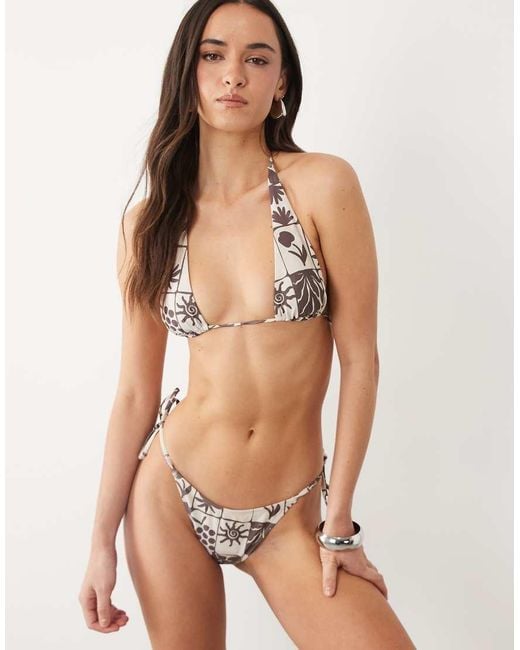 ASOS Brown Lea Rio Tie Side Ruched Bum Bikini Bottom
