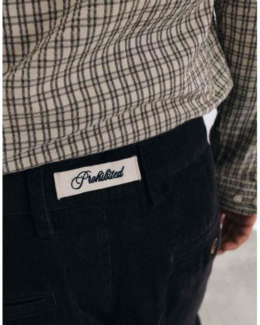 Prohibited Black Wide Leg Corduroy Pants for men