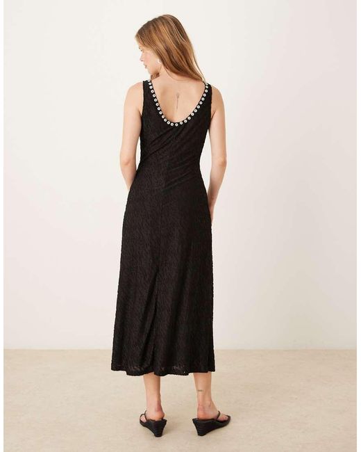 Ghospell Natural Studded Midaxi Dress