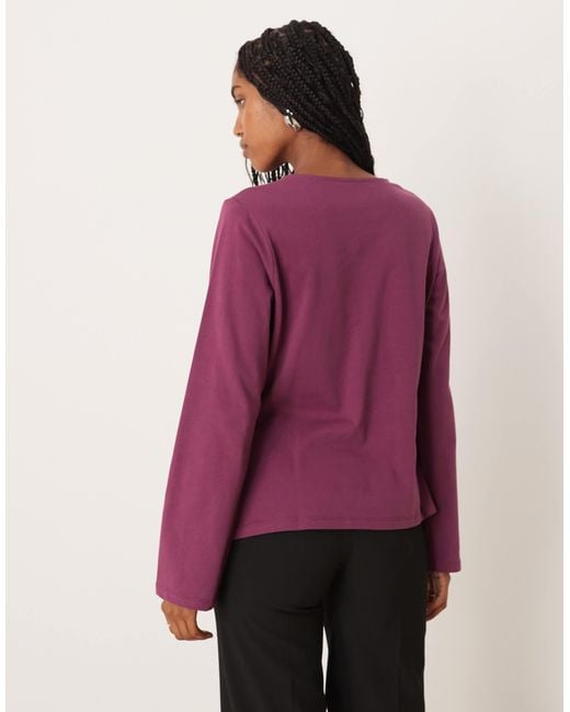 ASOS Purple Cinched Tie Side Long Sleeve Top