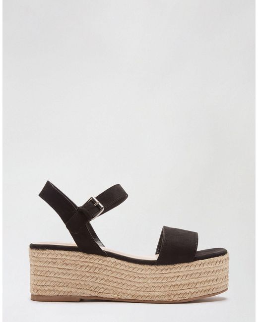 Sandalias negras con plataforma plana gruesa Miss Selfridge de color Negro  - Lyst