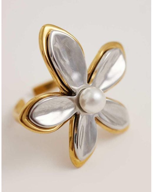 Kaiia Natural Exclusive 18k Gold Plated Stainless Steel Adjustable Flower Ring