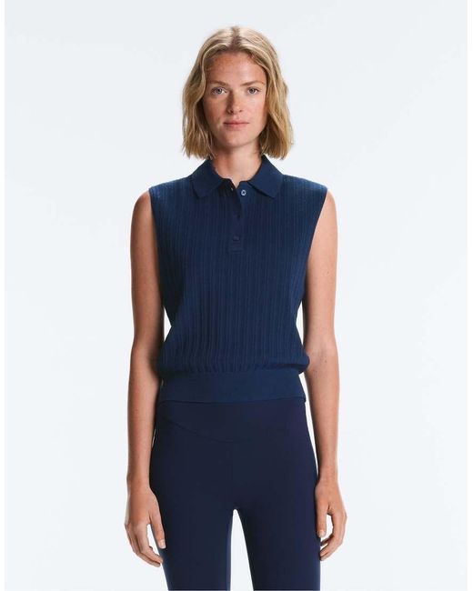 Oysho Blue Sleeveless Open Knit Jumper