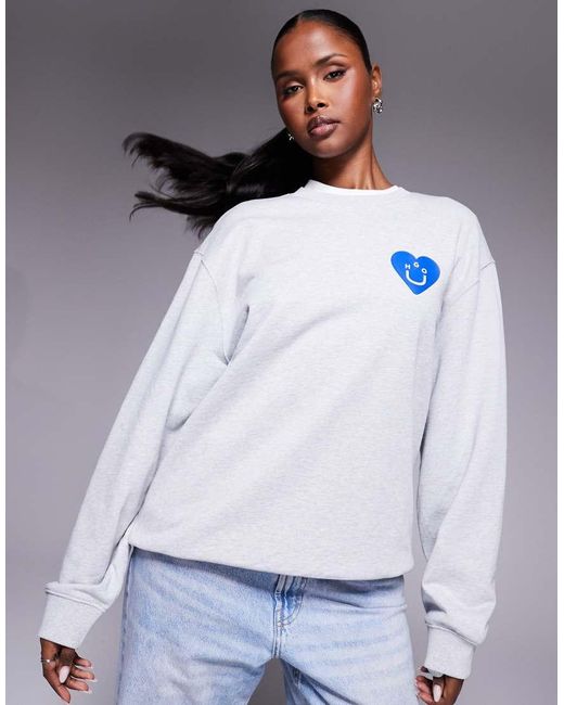 HUGO Gray Oversized Crew Sweatshirt