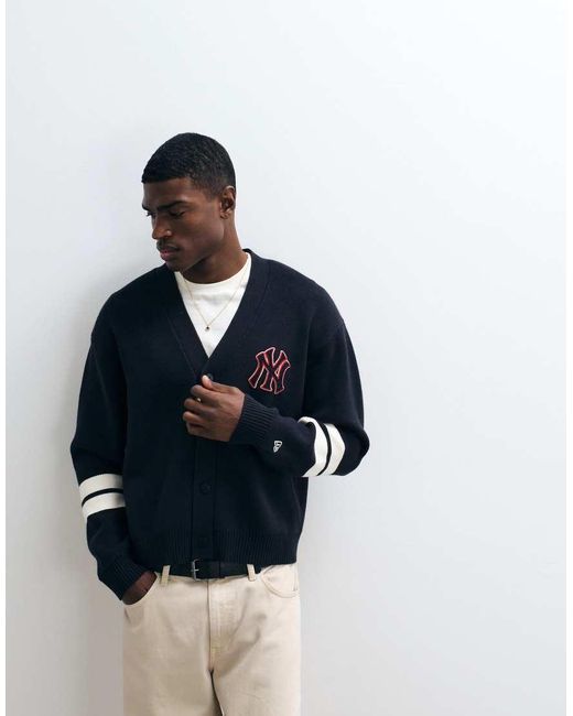KTZ Blue Ny Yankees Logo Button Up Cardigan for men