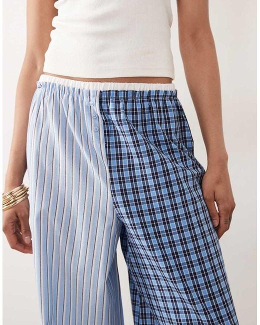 ASOS Blue Asos Design Tall Woven Spliced Pajama Pants With Double Waistband