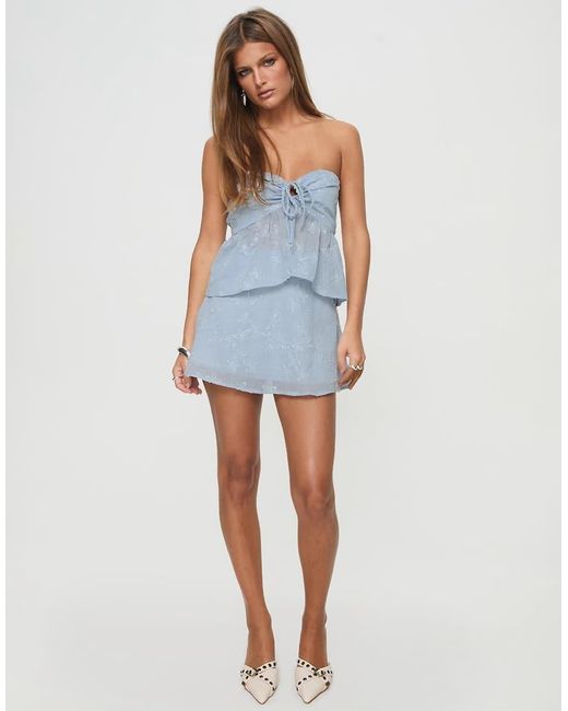 Princess Polly Blue All My Friends Embroidered Flower Detailing Mini Skirt