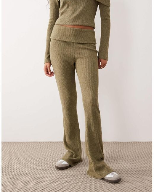 ASOS Natural – weiche hose aus angerautem rippstrick