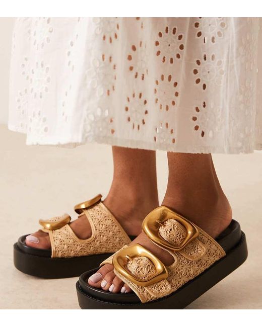 Mules Beis Con Plantilla Moldeada Y Hebilla Extragrande Femi De -Neutro ASOS de color Natural
