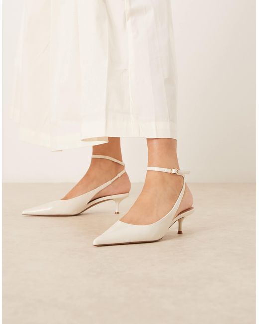 Mango Natural Classic Ankle Strap Kitten Heels