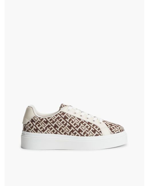 Tommy Hilfiger White Th Monogram Platform Textile Trainers