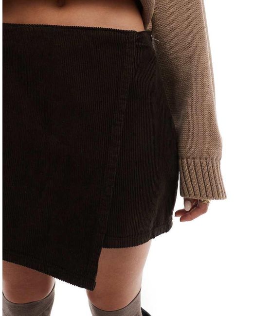 Miss Selfridge Brown Chocolate Wrap Detail Cord Skort