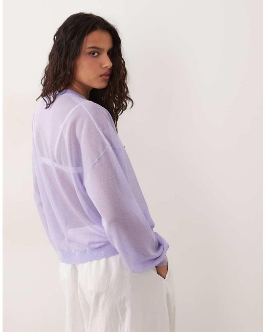 ASOS Purple Sheer Knit Long Sleeve Top