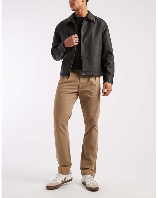 Threadbare Black Loose Fit Chino Trousers for men