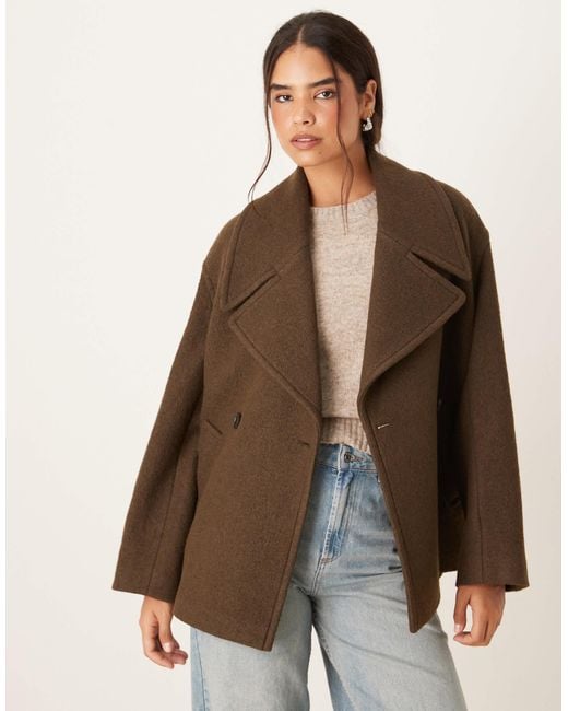 Mango Brown Wool Mix Short Tailored Jacket