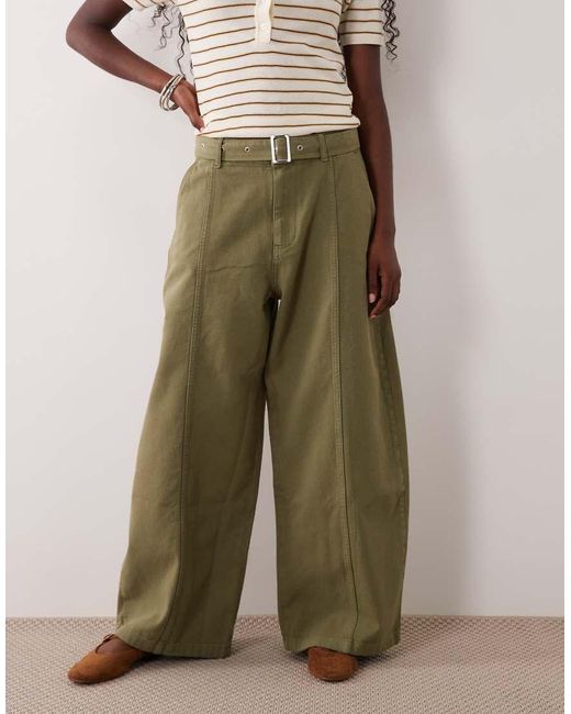 ASOS Natural Canvas Wide Leg Jeans With Belt