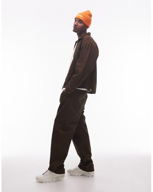 No Problemo Brown Nayoka Baggy Cotton Jeans Co-Ord for men