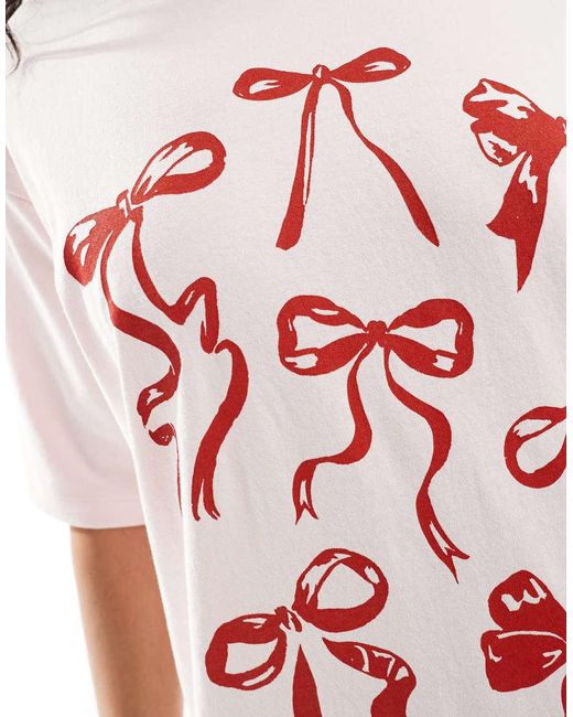 JJXX Oversized T-Shirt Met Rode Strik in het White